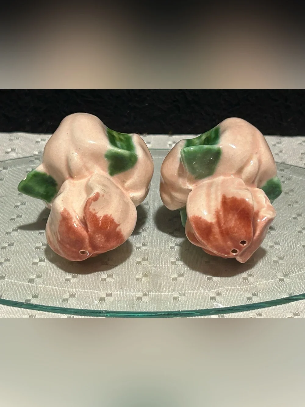 Mid Century Ceramic Pink Flower Bud Salt/ Pepper Shaker Japan Hand Painted